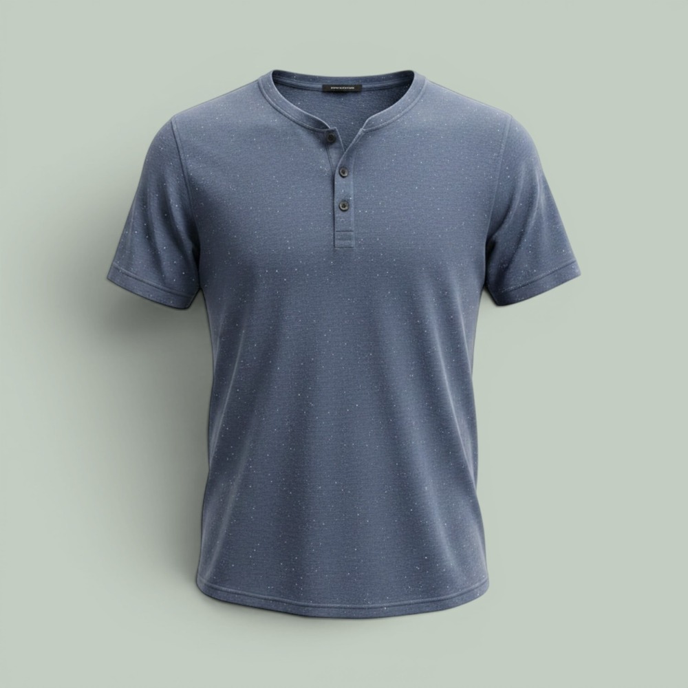 TravisMathew Henley Shirt Mens Small Gray Short Sleeve Speckled Button Placket